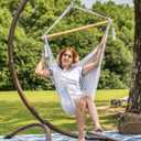 Lazy Daze Hammocks Hanging Chair Caribbean Swing Chair Hammock Chair w/Soft-Spun Cotton Rope, 40" Hardwood Spreader Bar Wide Seat, Max 300 Pounds, for Indoor Outdoor Garden Yard, White