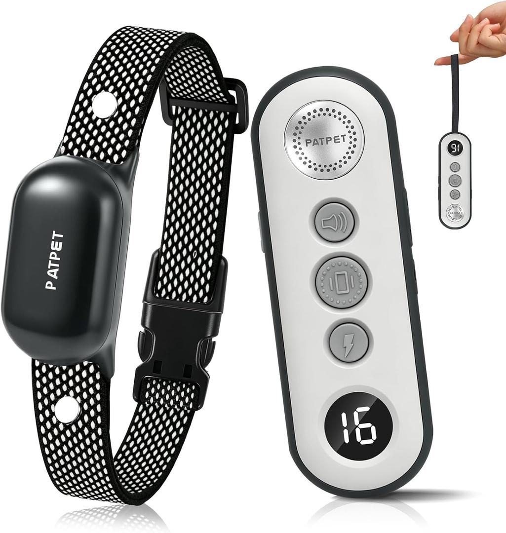 PATPET Shock Collar for Dogs - 4000FT Dog Training Collar with Remote, IPX7 Waterproof 4 Modes(Beep/Vibration/Shock/Safe) Dog Shock Collar, Rechargeable E-Collar for Small Medium Large Dogs(Dark Grey)