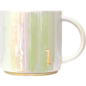 COLLECTIVE HOME - Ceramic Coffee Mug, Iridescent Finish Cups, Personalized Lowercase Embossed Lettering, Lustrous Multicolored Finish, Ideal for Unique Gifts (l)