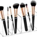 HBlife Clear Makeup Brush Holder Organizer, Acrylic Cosmetic Brushes Storage with 4 Slots, Eyeliners Display Case for Vanity