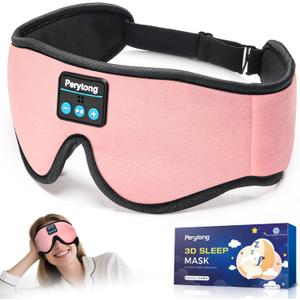 Sleep Mask with Bluetooth 5.4 Headphones, Wireless Music Sleep Eye Mask for Side Sleepers, 3D Contoured Comfort & Built-in HD Stereo Earphones, Blackout for Travel (Peach Pink)