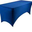 Encell Spandex Tablecloth Rectangular Fitted Tablecloth Protector for Party Banquet Weddings Cocktail Trade Show Blue 6ft