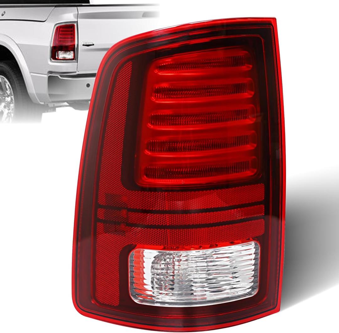Peforway LED Tail Light Assembly with Bulbs Fit for 20132018 Ram 1500/2500 20142018 Ram 3500 Rear Lamp Left Driver Side Smoke Lens Replacement 68093081AB 68093081AC CH2800202