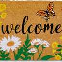 MAINEVENT Door Mat Floral 30x17 Inch, Flower Doormat, Coir Doormat for Covered Outdoor Area, Welcome Mat for Outside Entrance, Floral Outdoor Rug