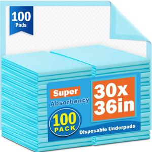 VISRIE 100Pcs 30 x 36Bed Pads Disposable Adult, Incontinence Bed Pads, Super Absorbency Chucks Pads Disposable, Chucks Underpads Extra Large, Pee Pads for Adults, Pets & Kids, Puppy Training Pads