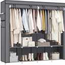 SONGMICS Portable Closet, Wardrobe Closet Organizer with Cover, 4 Hanging Rods and Shelves, 4 Side Pockets, 66.9 x 17.7 x 65.7 Inches, Large Capacity for Bedroom, Living Room, Gray URYG094G02 (Grey)