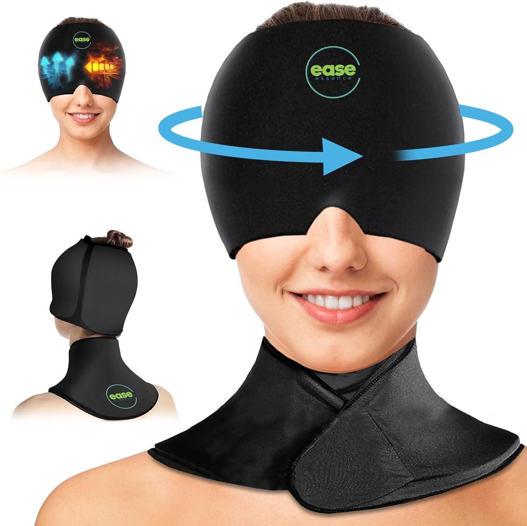 Migraine Relief Cap and Neck Ice Pack Wrap with 20% Extra Gel, 360 Full Coverage, Hot/Cold Therapy,Valentines Day Gifts for Women Men Mom Dad, Headache Relief Cap for Tension, Stress