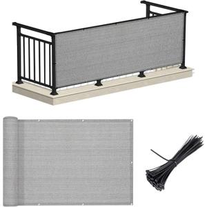 LOVE STORY Balcony Privacy Screen, 3.3'x19.5' Deck Shield Screen Fence Cover, UV Protection and Weather-Resistant,3FT Height for Deck, Patio, Backyard, Outdoor Pool, Porch, Railing (Beige Anthracite)