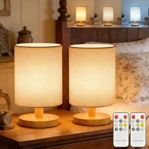 2 x 2-pack Small Table Lamp for Bedroom,Remotecontrol Dimming Bedside Lamps,Night stand Light Lamp,Mini Cute Boho Lamp,Retro Desk Reading Lamp for Living Room office decor Dorm bookshelf dresser