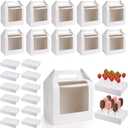 12Pcs Portable Cake Pop Holder Boxes, White Candy Boxes with Clear Window Cakes Pop Boxes Packaging Gift Cakes Pop Stand for Lollipops, Candy Pops, Wedding Birthday Baby Shower Party
