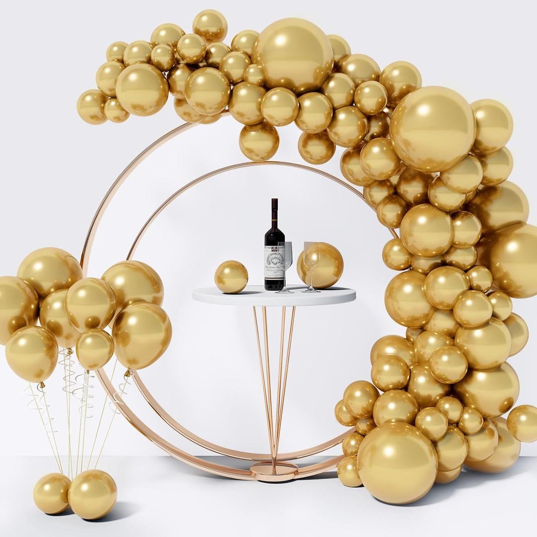 130PCS Metallic Gold Balloons Different Sizes 18" 12" 10" 5" Balloon Garland Arch Kit perfect for Birthday Party, Graduation,Wedding, Holiday Decoration and Anniversary (Metallic Gold Balloons)