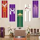 5Pcs Religious Church Banner with Scripture Banners for Sanctuary Wall Prayer Flag Welcome Religious Praise Hanging Signs Decor for Devotional Spaces Holiday Churches Home Supplies
