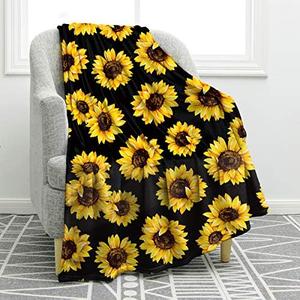 Jekeno Sunflower Gifts Blanket for Women Girls, Sunflowers Decor Gifts for Sunflower Lovers Adult Kids, Cute Throw Decoration for Home Living Room Bed Couch 60"x80"