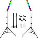 RGB LED Video Light Stick Wand with Stand, QEUOOIY 360 Full Color 2500-9500K Portable Studio Photography Lighting, 5000mAh Rechargeable Battery & Magnet with 27"-78.7" Tripod for Vlog