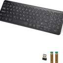 Wireless Bluetooth Keyboard, Universal Multi-Device Keyboard with Number Pad and Media Hotkeys, USB + Dual BT Connection, Ergonomic Design Slim for Windows Computer/Laptop/Tablet (Black)