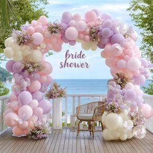 Pastel Pink Purple Balloon Arch Double Stuffed, Light Pink Lavender Lilac Ivory Balloon Garland Kit with Bobo Latex for Baby Shower Bridal Wedding Princess Birthday Mothers Day Party Decoration