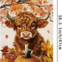Fall Cow Garden Flag Cow and Pumpkins Seasonal Aumtumn Welcome Flags for Farmhouse Yard Lawn Decor Vertical Double Sided 12.5 x 18 Inch