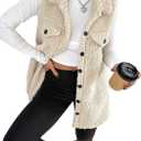 Women's Fleece Sherpa Vest Trendy Long Vests Sleeveless Jacket Oversized Trendy Button Down In Fall And Winter