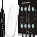 Kingheroes Electric Toothbrush Set, Comes with 8 Brush Heads & Travel Case,4 Modes with 2 Minutes Built in Smart Timer, One Charge for 60 Days, 42000 VPM Motor (Black)