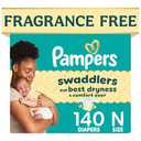 Pampers Swaddlers Diapers, Size 0 (up to 10 lbs), 140 Count, Absorbent, Keeps Baby Dry and Comfortable, Skin Safe Disposable Baby Diaper 