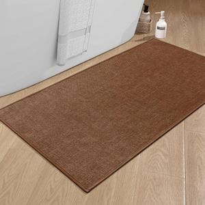 chakme Bathroom Rugs Mat 47x24, Ultra Thin Non Slip Bath Rug Large Quick Dry Absorbent Bath Mat for Bathroom, (Rust, 47"x24") (2' x 3'11" (Rectangular))
