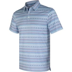 GORENZI White Striped Golf Shirts for Men Short Sleeve Performance Polo (Blue, XL)