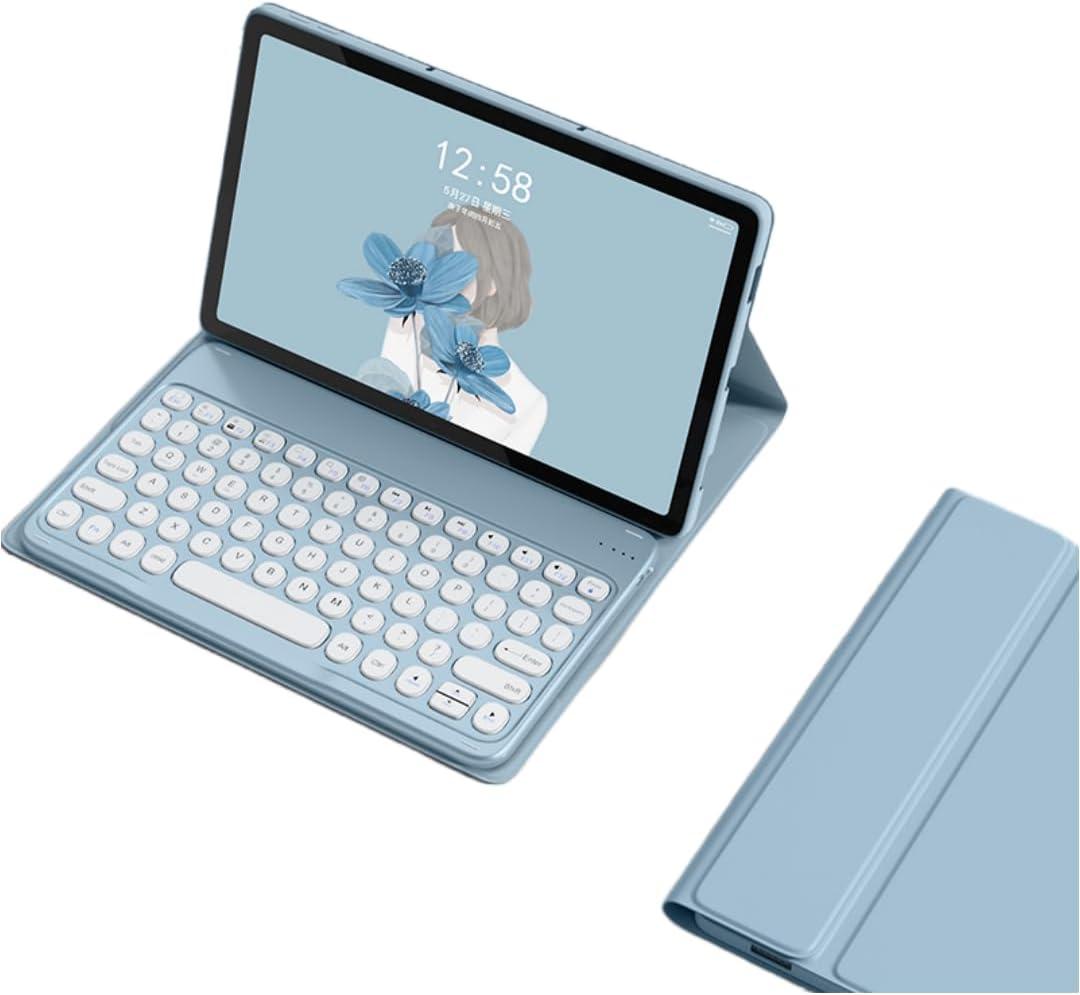 Keyboard Case for Lenovo Tab M11 (TB-330FU/TB-330XU) 11 inch, Cute Color Folio Stand Cover with Round Key Magnetic Detachable Keyboard for Lenovo Tab M11 2024 11'', Blue