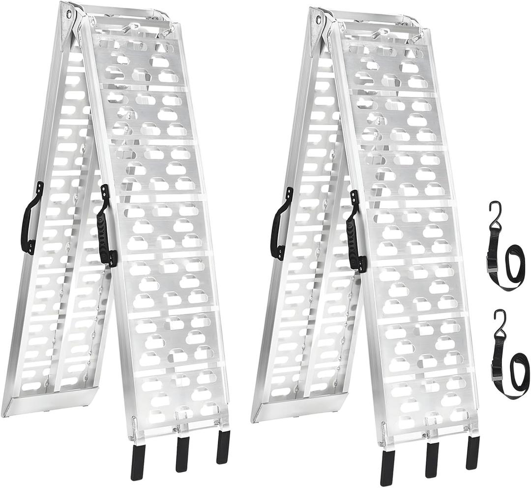 7.5 FT Aluminum Loading Ramps for Pickup Trucks | 1500 lbs Capacity ATV, Motorcycle, Lawn Mower, Dirt Bike, UTV Loading | Foldable, Lightweight with Rubber Handles | 2PC Set