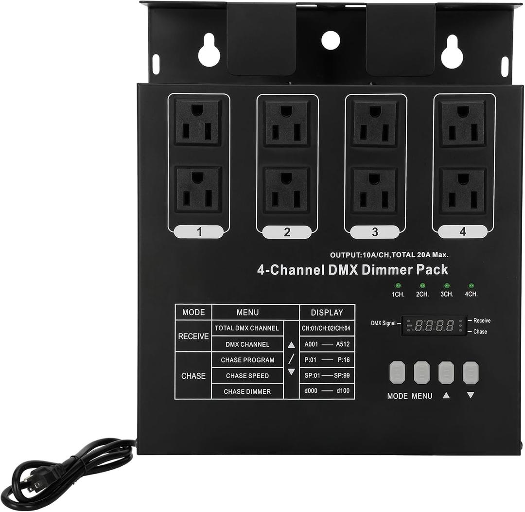 Dmx Dimmer Pack,4 Channel Dmx512 Dimmer Pack Lighting Controller, DMX 4-Channel Dimmer Pack Suitable for Stage Lighting Control