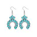 Boho Turquoise Semicircle Oval Drop Dangle Earrings for Women Teen Girls Turquoise Bohemian Metal Stud Earrings Teardrop Earrings Vintage Alloy Pendant Fashion Jewelry Gifts, 1 Pair