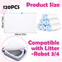 120 Pack Cat Litter Box Liners Large 25x16 inch Automatic Cat Litter Box Bags with Drawstring Compatible with Robot 3 & 4 Heavy Duty Waste Bags Replacement