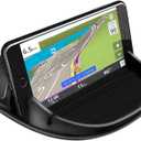 Loncaster Car Phone Holder, Car Phone Mount Silicone Car Pad Mat for Various Dashboards, Slip Free Desk Phone Stand Compatible with iPhone, Samsung, Android Smartphones, GPS Devices and More, Black (Black)
