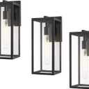 Bestshared Outdoor Wall Lantern, Anti-Rust Outdoor Wall Sconce Light Fixtures, Front Door Mount Light, Exterior Lighting Fixture, Porch Lamp with Clear Glass (Black, 3 Pack)