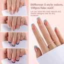 300Pcs Square French Tip Press on Nails, Pink Blue Extra Short Soft Gel Nail Tips, Pre-lasting Acrylic Fake Nails, No Need to File False Nail Tips Extension for Women Nails DIY in 15Sizes