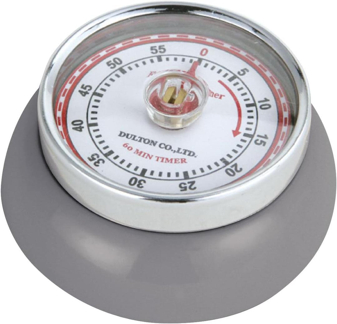 Zassenhaus Magnetic Retro 60 Minute Kitchen Timer, 2.75-Inch, Cool Gray