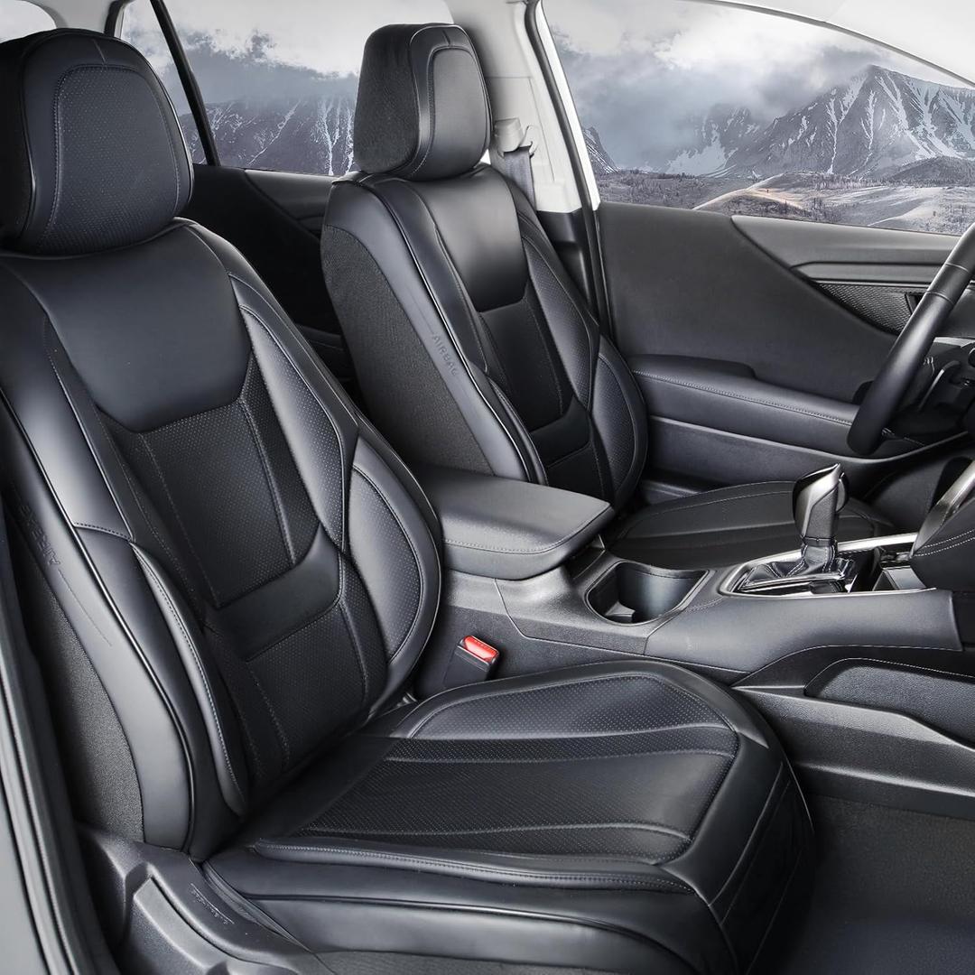 Coverland Custom Car Seat Covers Front Seats for [2019-2024 Corolla Sedan, Hatchback] - Protector Car Seat Cover Water Resistant Leather Memory Form Back Support Seat Cushion [Front-Black]