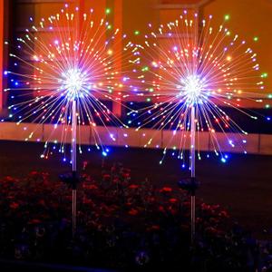 2 Pack Solar Firework Lights 200 LED Create Magical Nights, Waterproof Starburst Fairy Lights for Garden Yard Patio Christmas Romantic Wedding Party Decor(Color)