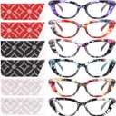 6 Pack Cat Eye Reading Glasses for Women Fashion Cute Blue Light Blocking Computer Readers Spring Hinge