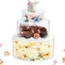 3Pcs Acrylic Cake Display Stand 6'' 8'' 10'' Round 3 Tier Clear Cylinder Cake Box for Wedding Birthday Party Decor (6 / 10 / 12 Inch)