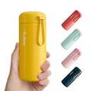 Exllena Small Water Bottle 10oz, Small Insulated Water Bottle for Hot&Cold Drinks, Water Bottle Purse with Carry Handle - 100% Leakproof Perfect for School, Travel (Yellow)