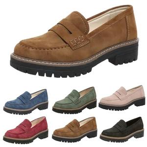Womenyiaor Womens Loafers 2025, Brown Suede Platform Chunky Penny Loafer Lug Sole Comfortable Slip On Work Office Business Casual Dress Shoes,  Size 41