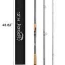 Jenseits 12Ft Spinning Fishing Rod, 3-Piece Heavy Fast Action Travel Rod | 24T Carbon Fiber, 3A & EVA Handle, Smooth Ceramic Guides for Bass, Walleye, Striper, Lake, River, Freshwater & Surf Fishing, Spinning, 12'0"-Heavy-Fast-Black
