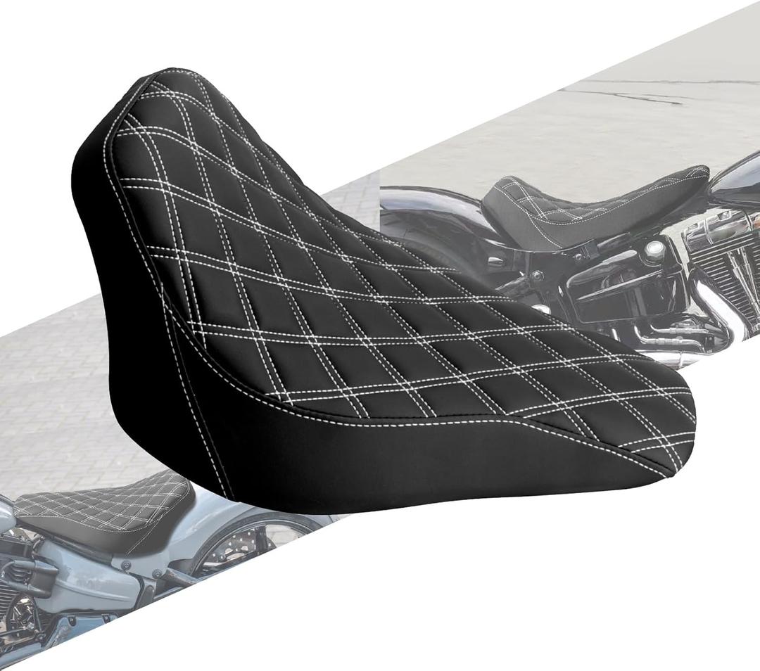 Motorcycle Front Driver Leather/Suede Cushion Pillion Seat Solo Seat Fit For Harley Softail Breakout 2013-2017 Rocker 2008-2017 (White Stitching) Motorcycle Front Driver Leather/Suede Cushion Pillion Seat Solo Seat Fit For Harley Softail Breakout 2013-2017 Rocker 2008-2017 (White Stitching)