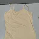 Trendy Queen Womens Adjustable Camisole Sleeveless Square Neck Spaghetti Strap Tank Tops Basic Shirt (Beige, S)