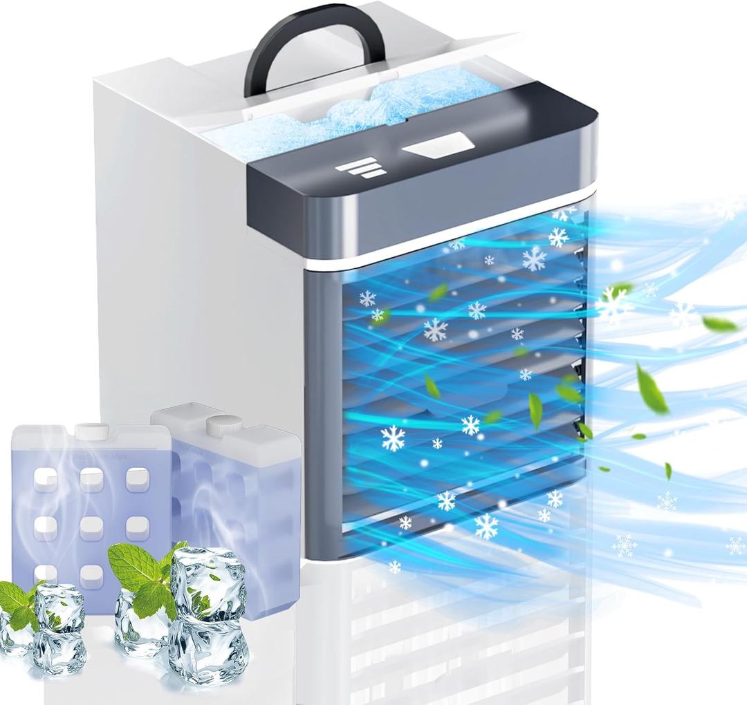 Portable Air Conditioners Fan, Mini Air Conditioner with 2 Ice Packs, 3 Speed Anti-leakage Water Personal Ice Air Cooler for Room Desk Office Home Tent (ZK-2502) Portable Air Conditioners Fan, Mini Air Conditioner with 2 Ice Packs, 3 Speed Anti-leakage Water Personal Ice Air Cooler for Room Desk Office Home Tent (ZK-2502)