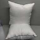 Phantoscope 20x20 Pillow Insert Set of 2 - Striped Throw Pillow Insert with 100% Cotton Cover - Soft Decorative Throw Pillows with Piping Square Cushion Form Filler for Sofa, Couch, Bed (White)