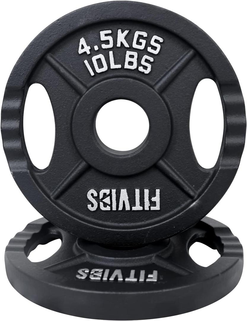 Fitvids Cast Iron Plate Weight Plate for Strength Training, Weightlifting and Crossfit, 1-Inch or 2-Inch, Standard or Olympic 10lbs , 4 Pair