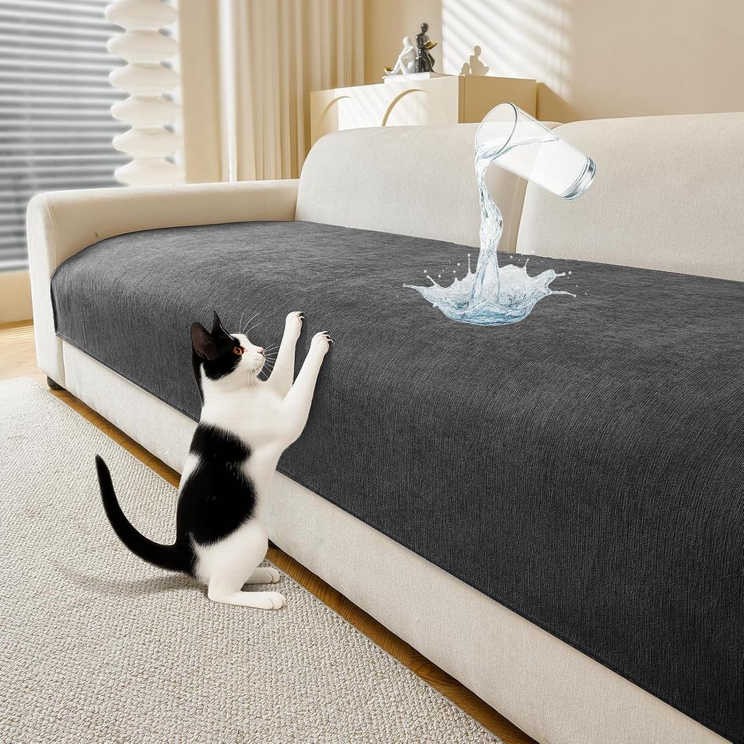 Deep Dream Waterproof Couch Cover for Dogs, Non Slip Sofa Protector for Pets, Washable Sectional Sofa Covers for 3 Cushion Couch, Furniture Protector Pet-Friendly (Dark Grey,1 PCS 36" x 94")