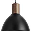 Modern Industrial Pendant Light Fixture, 11.6 inch Large Adjustable Ceiling Hanging Lamp with Hammered Metal Shade, Black Lantern Pendant Lighting for Kitchen Island, Dining Room, Coffee Bar