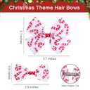 4 PCS Christmas Hair Bow Set - Candy Cane Hair Clips for Girls Handmade Ribbon Hair Bow Clips Non-slip Alligator Clips Hair Barrettes Christmas Hair Accessory for Teens Toddlers Kids Women Gift